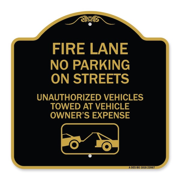 Fire Lanes No Parking on Streets Unauthorized Vehicles Towed at Owner Expense, A-DES-BG-1818-23987